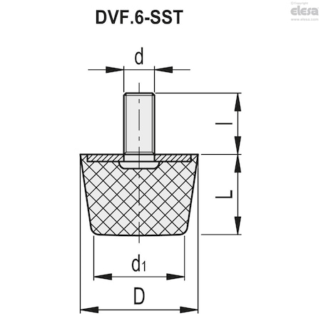 Elesa Threaded stud, DVF.6-60-40-SST-M10-12-55 DVF.6-SST
